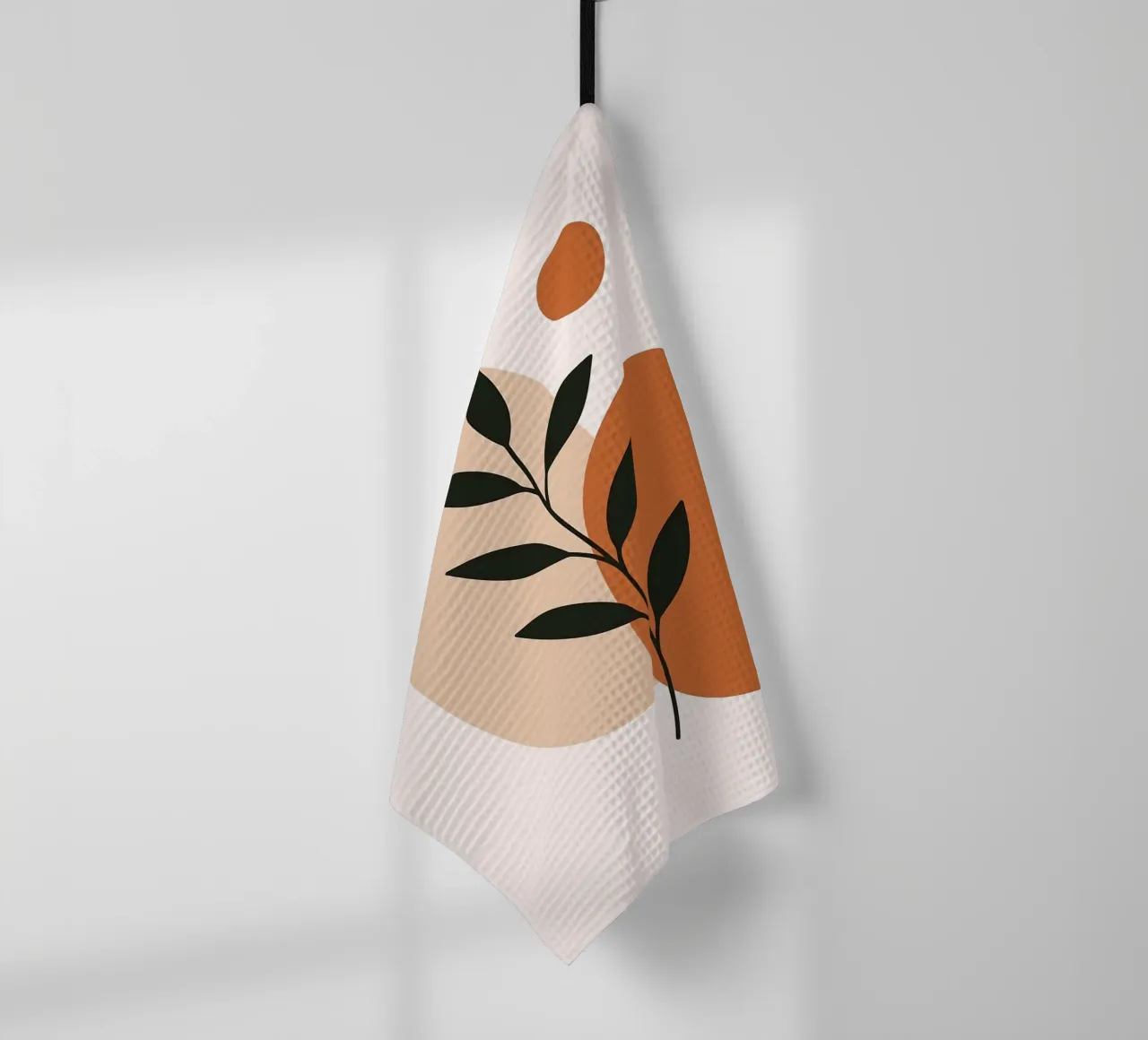 Minimalist Botanical Art with Abstract Shapes tea towel by Damion Francis