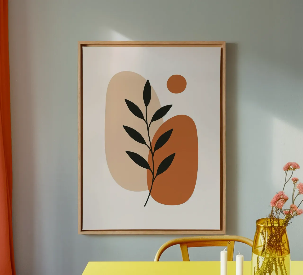Minimalist Botanical Art with Abstract Shapes canvas by Damion Francis