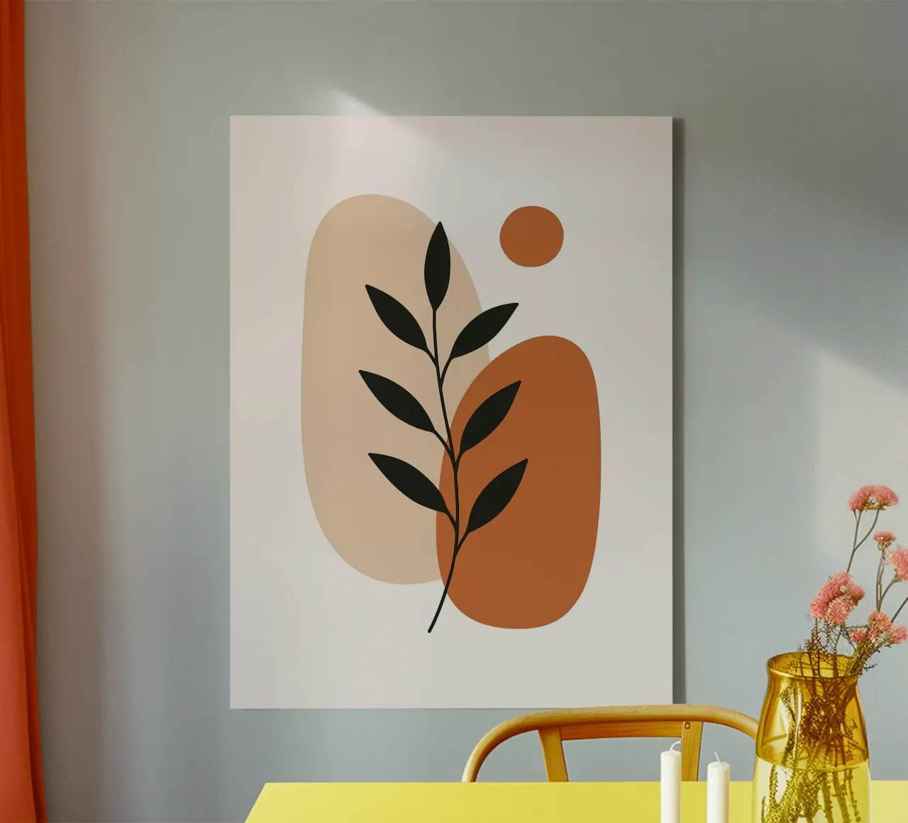 Minimalistische botanische Kunst mit abstrakten Formen Leinwand von Damion Francis
