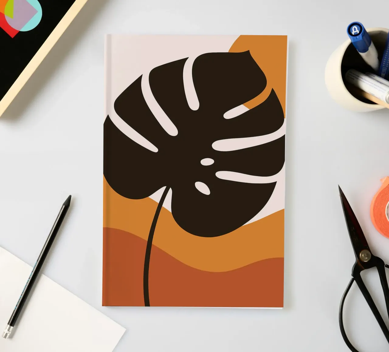 Minimalist Monstera Leaf Art Print notebook by Damion Francis