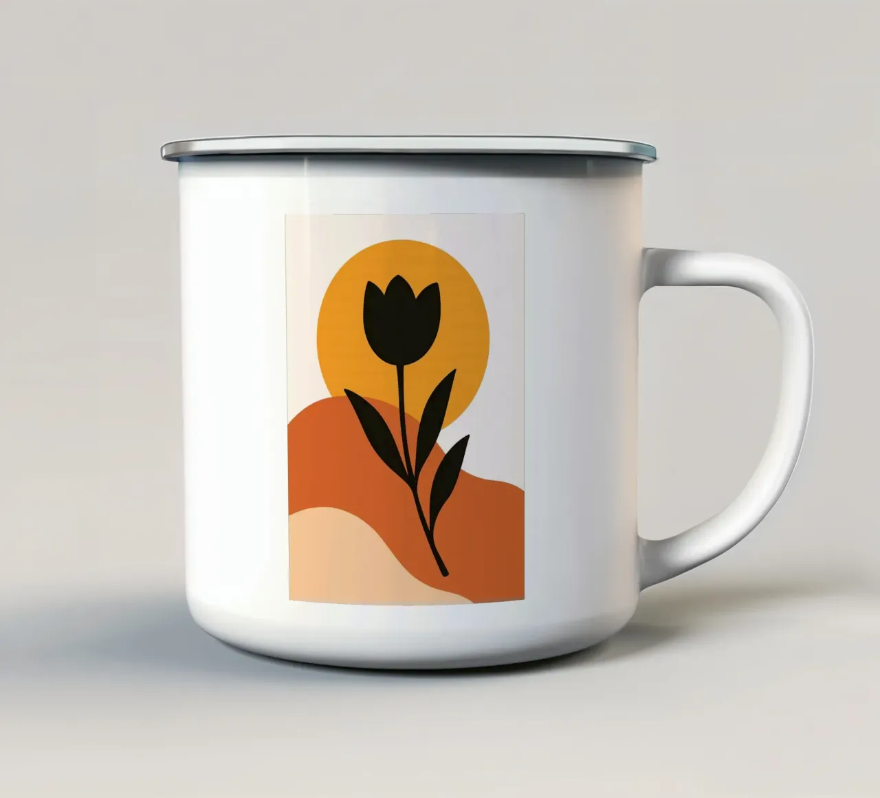 Minimalistische bloemsierkunst met abstracte vormen emaille mok van Damion Francis