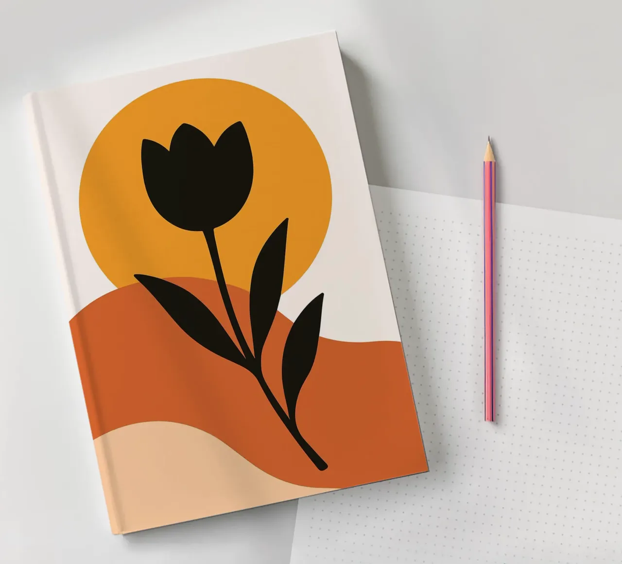 Minimalist Floral Art with Abstract Shapes notebook by Damion Francis