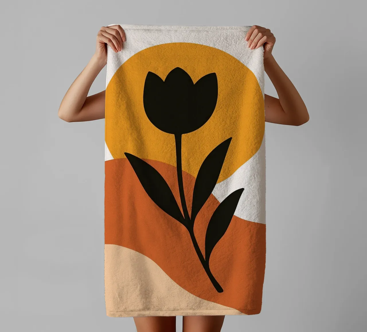 Minimalist Floral Art with Abstract Shapes towel by Damion Francis