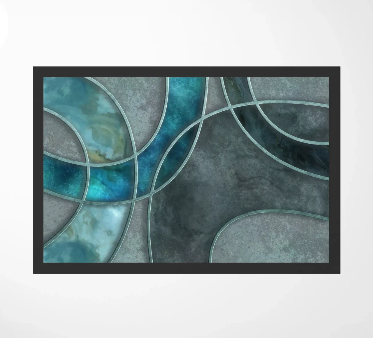 Turchese verde acqua Forme stratificate Arte astratta zerbino da Andrea Haase Modern Home