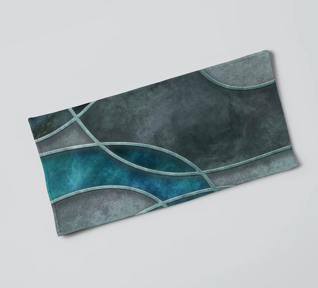 Turquoise Teal Layered Shapes Abstract Art towel by Andrea Haase Modern Home