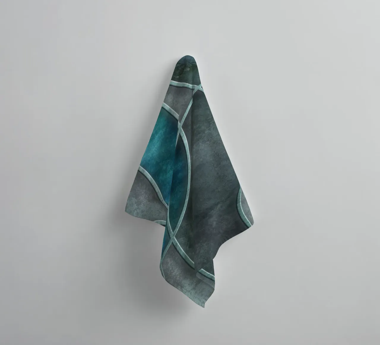 Turquoise Teal Layered Shapes Abstract Art towel by Andrea Haase Modern Home