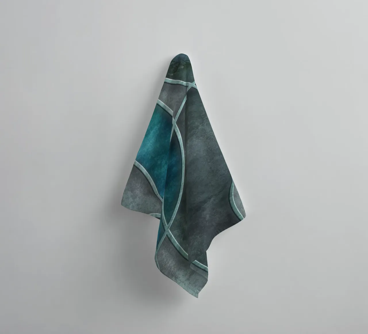 Turquoise Teal Layered Shapes Abstract Art towel by Andrea Haase Modern Home