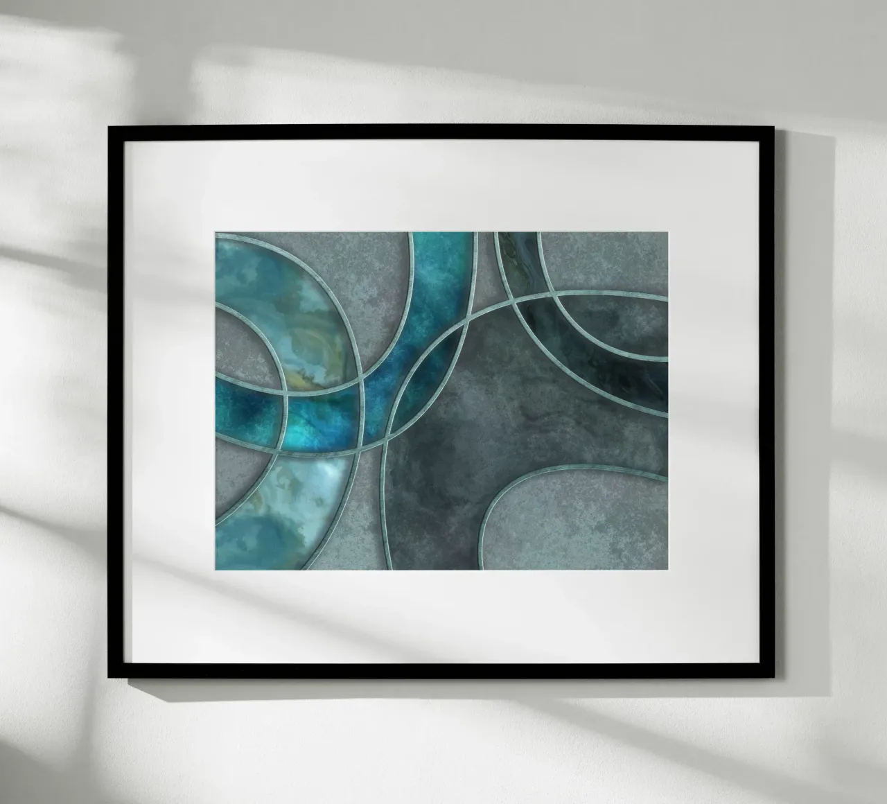 Turchese verde acqua Forme stratificate Arte astratta poster con telaio in alluminio da Andrea Haase Modern Home
