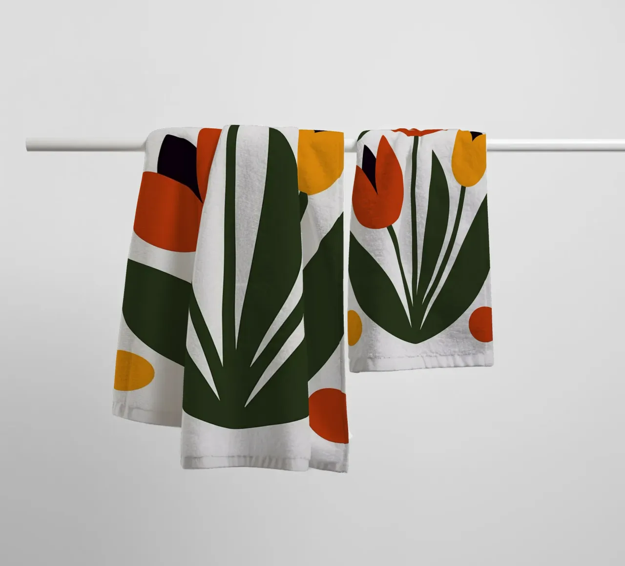 Abstracte bloemenprint badhanddoek van Damion Francis