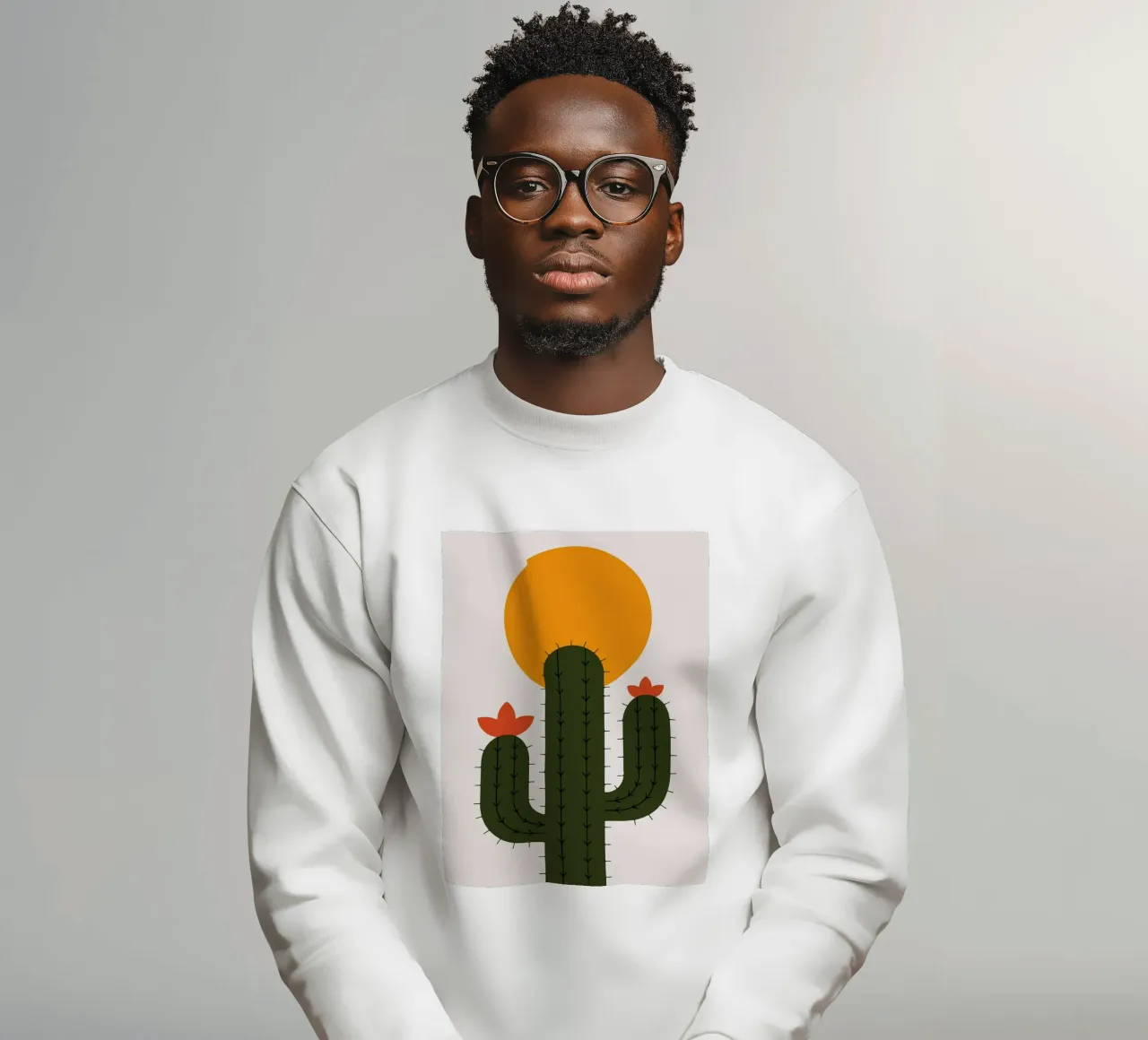 Cactus minimalista con sole felpa da Damion Francis