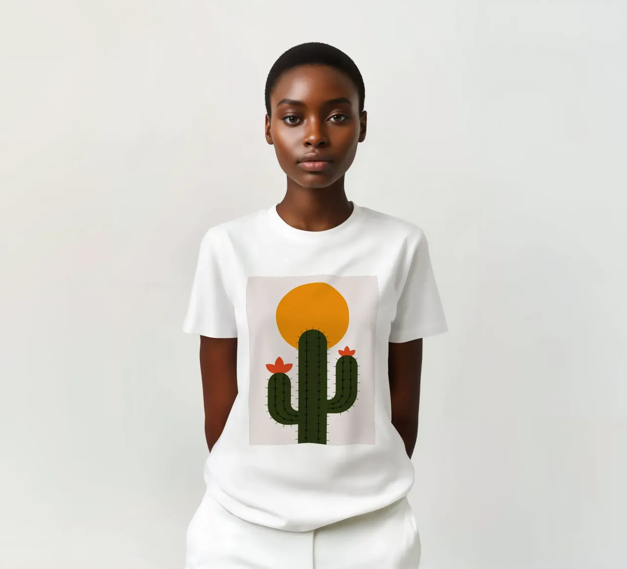 Cactus minimalista con sole t-shirt da Damion Francis