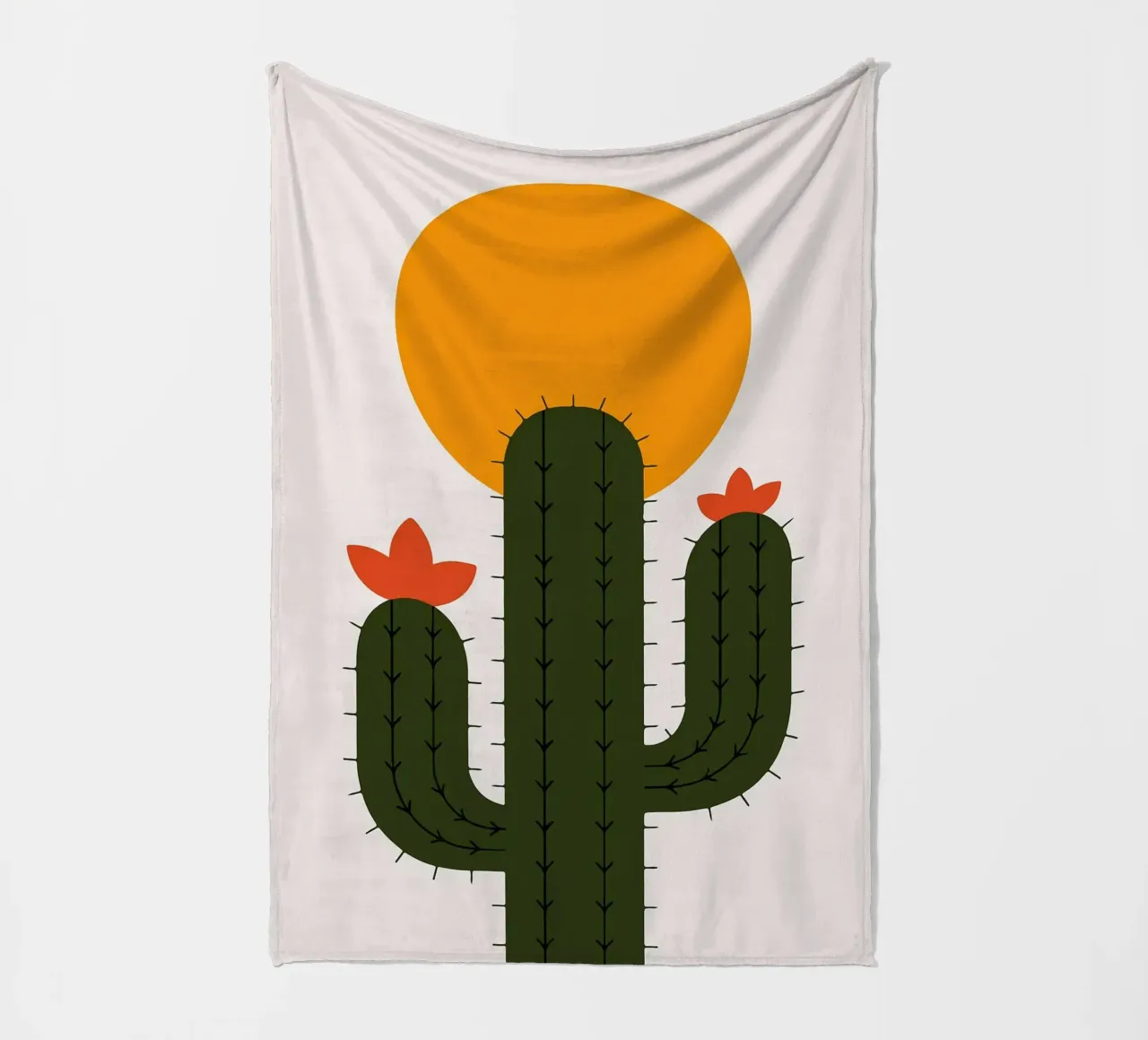 Cactus minimalista con sole coperta in pile da Damion Francis