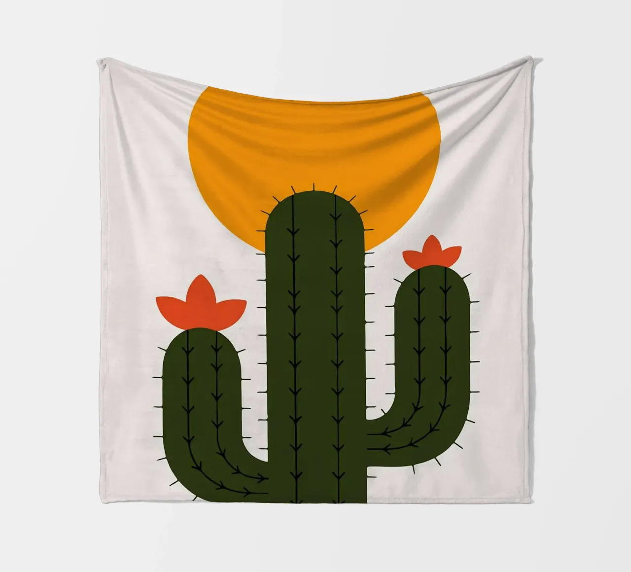 Cactus minimalista con sole coperta in pile da Damion Francis
