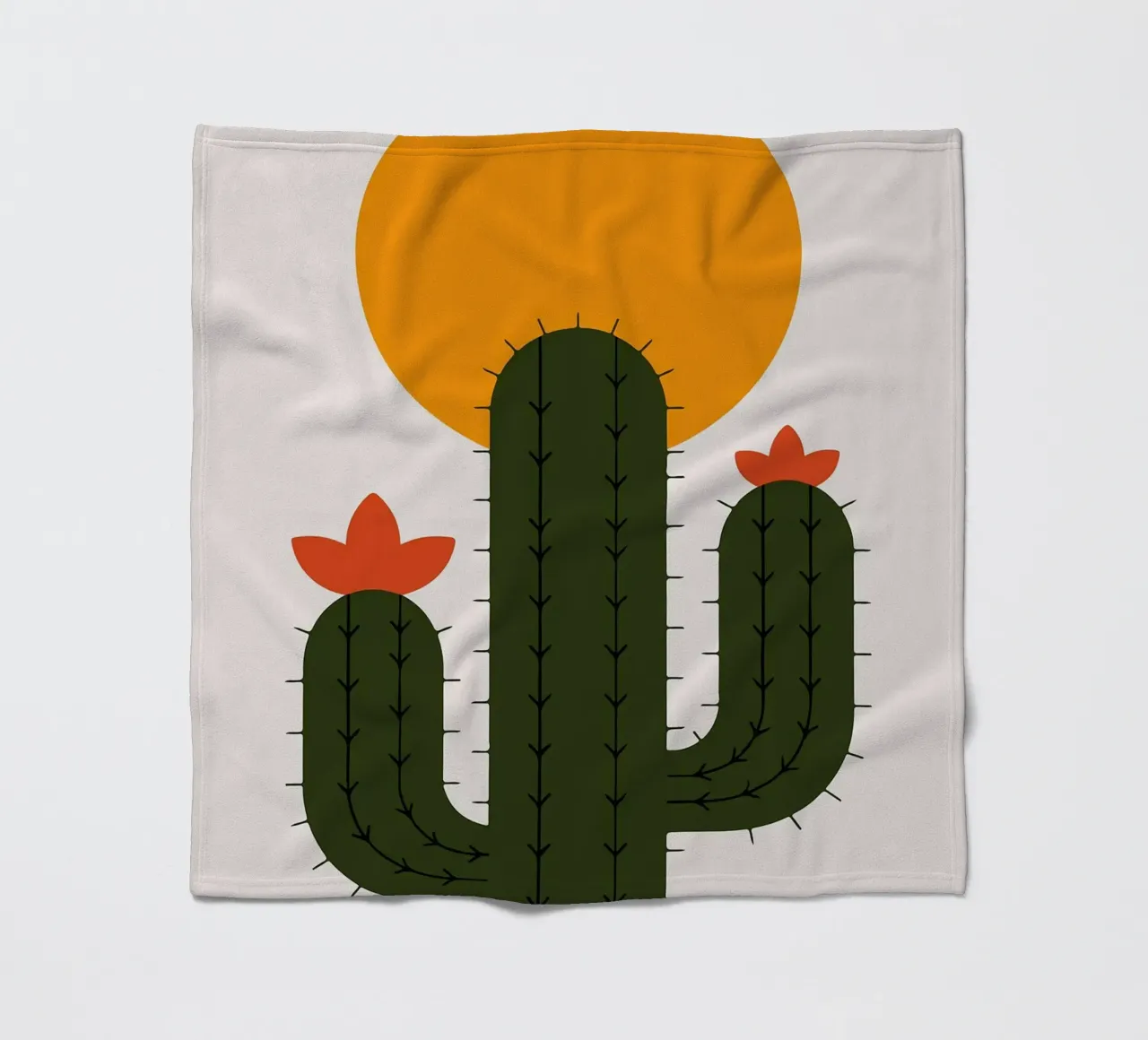 Cactus minimalista con sole coperta in pile da Damion Francis