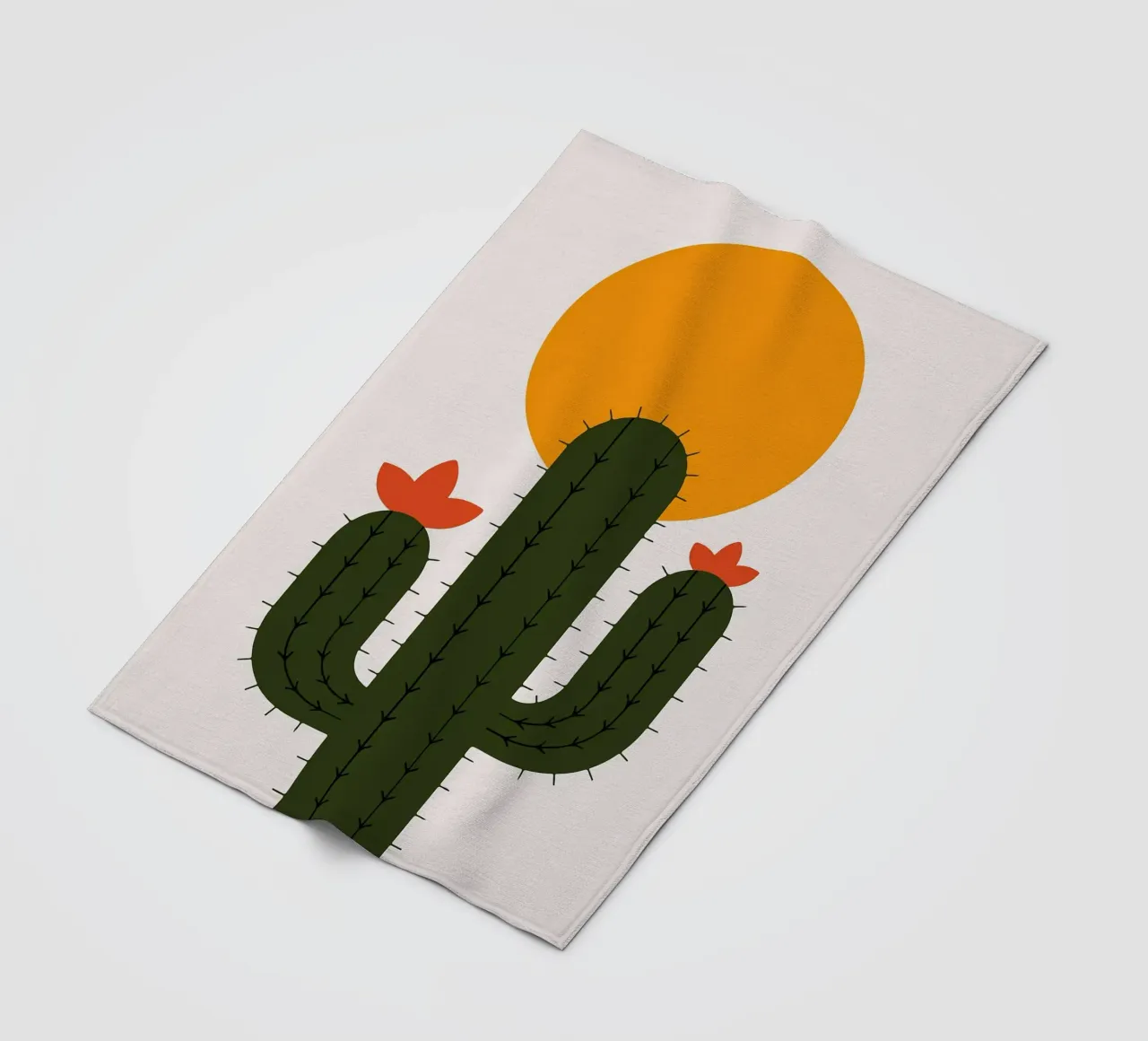 Cactus minimalista con sole coperta in pile da Damion Francis