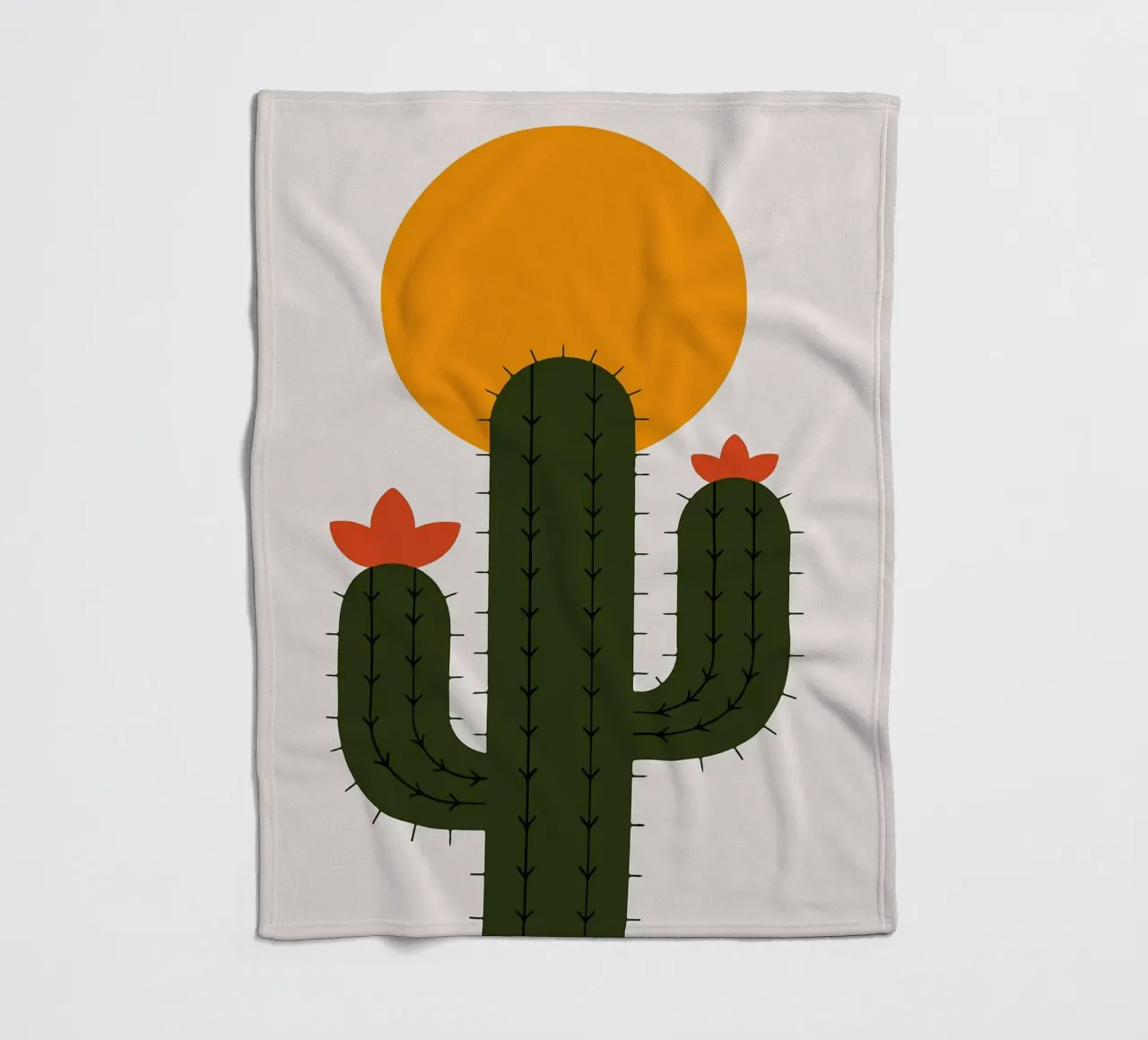 Cactus minimalista con sole coperta in pile da Damion Francis