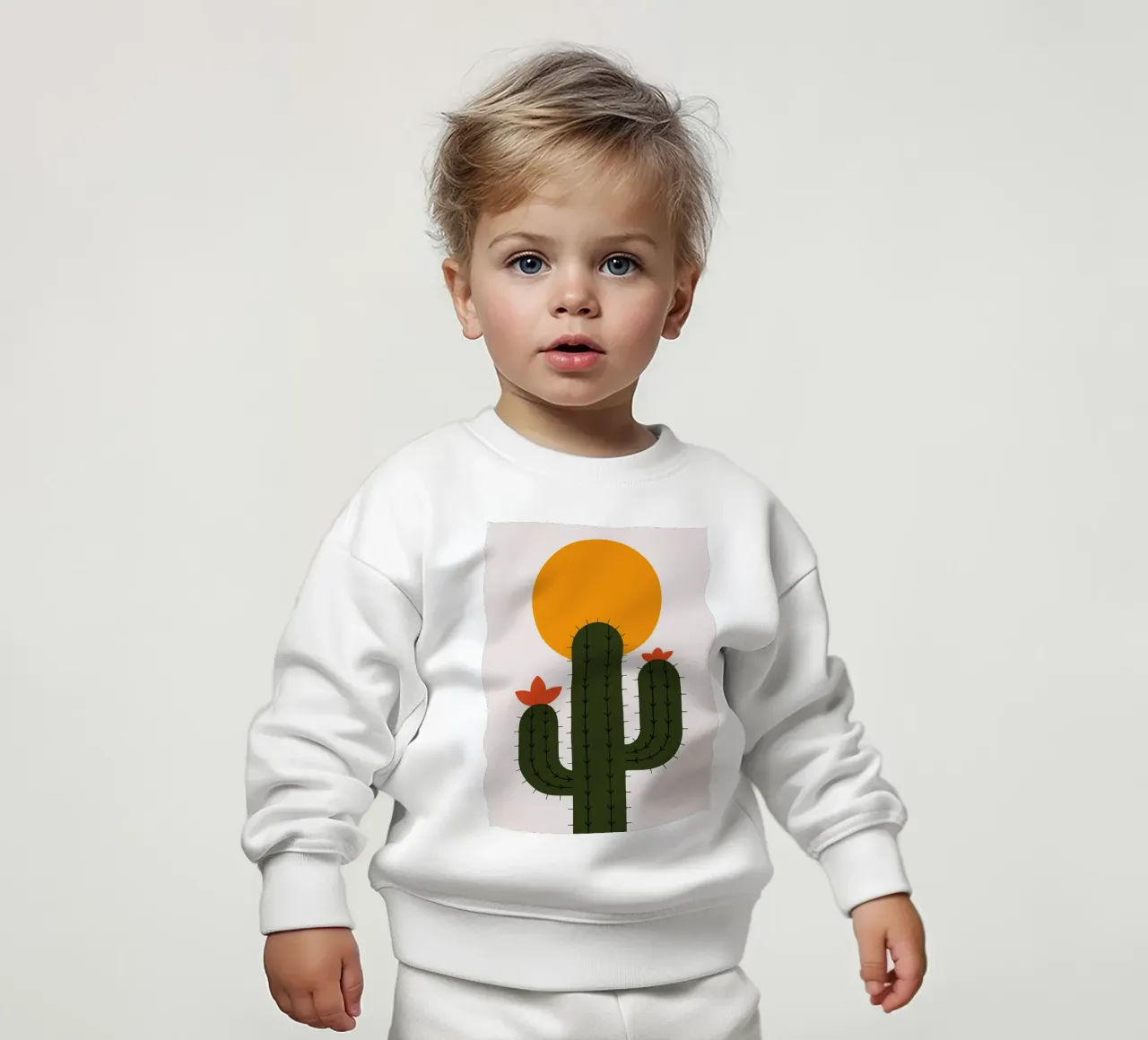 Cactus minimalista con sole felpa neonato da Damion Francis