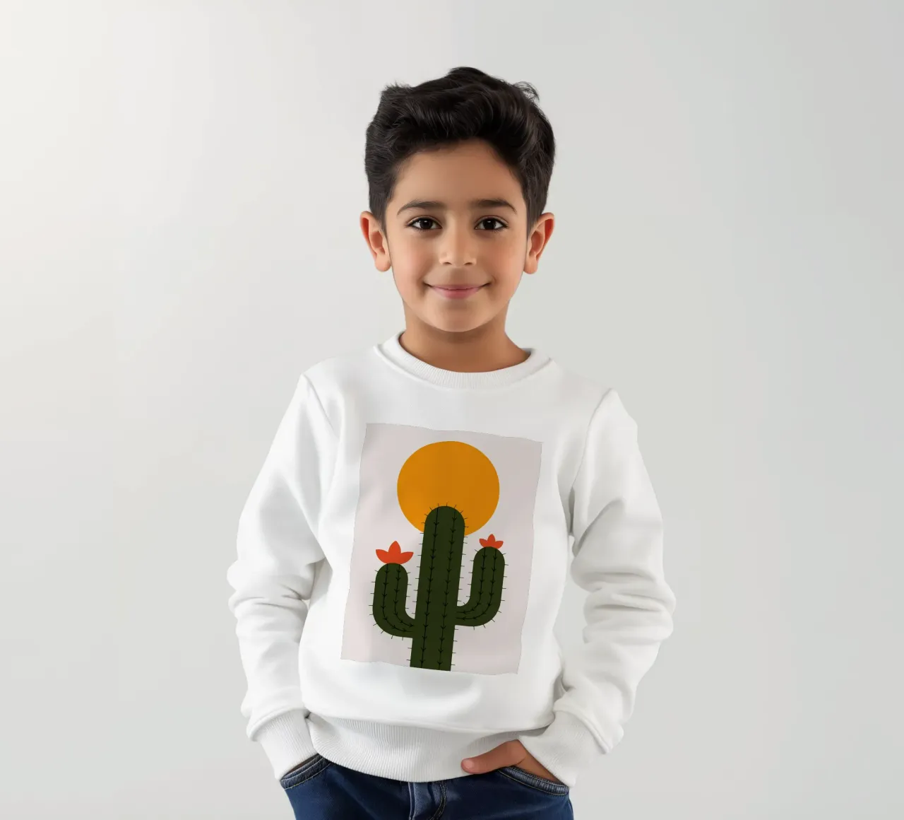 Cactus minimalista con sole felpa bambino da Damion Francis