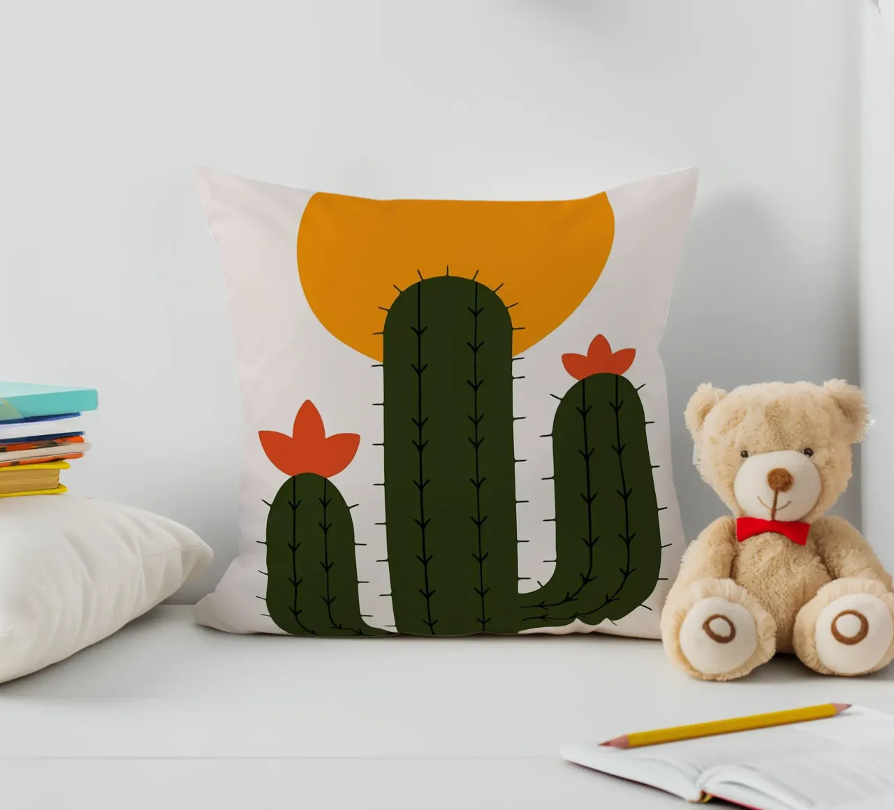 Cactus minimalista con sole cuscino da Damion Francis