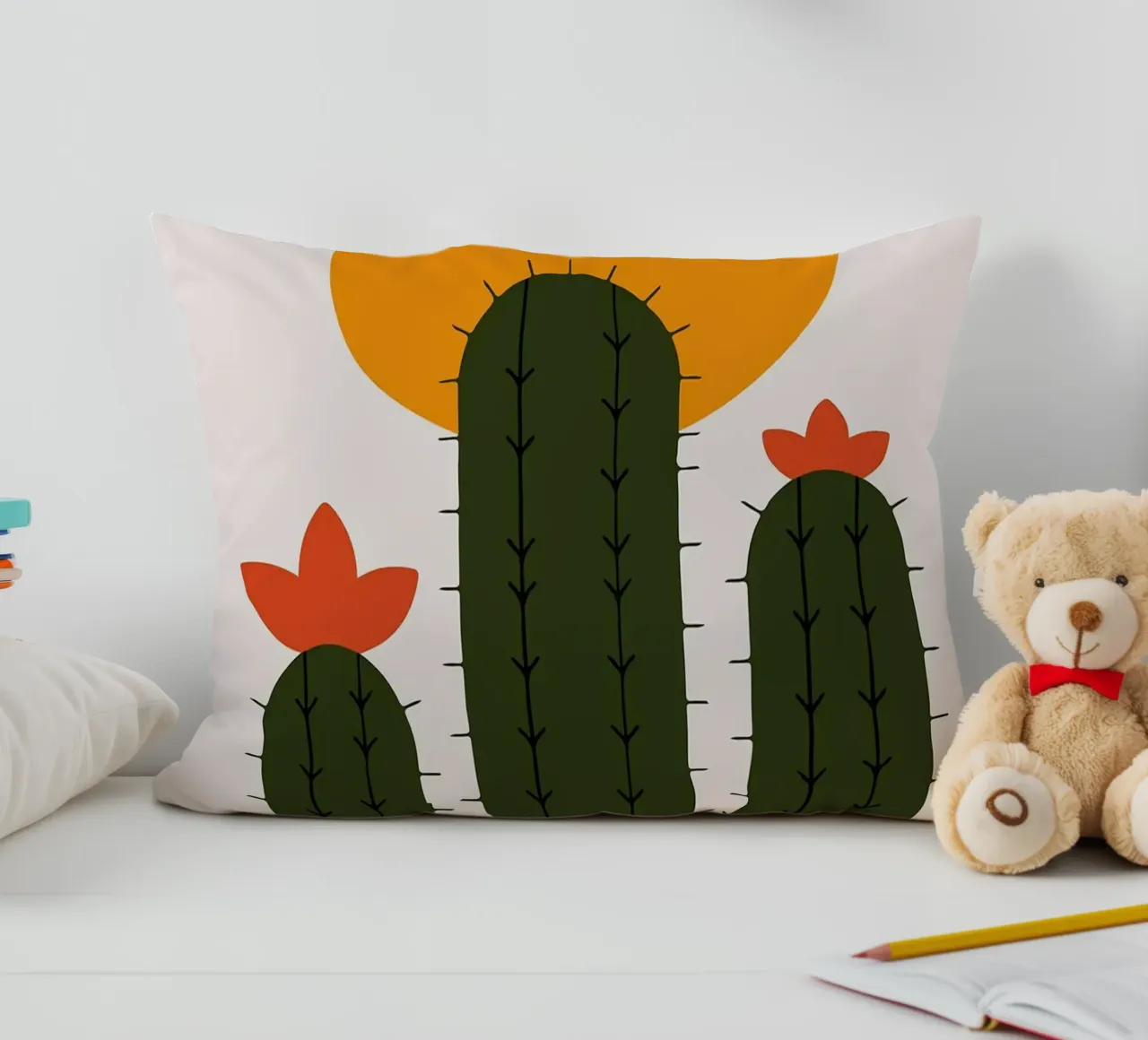 Cactus minimalista con sole cuscino da Damion Francis