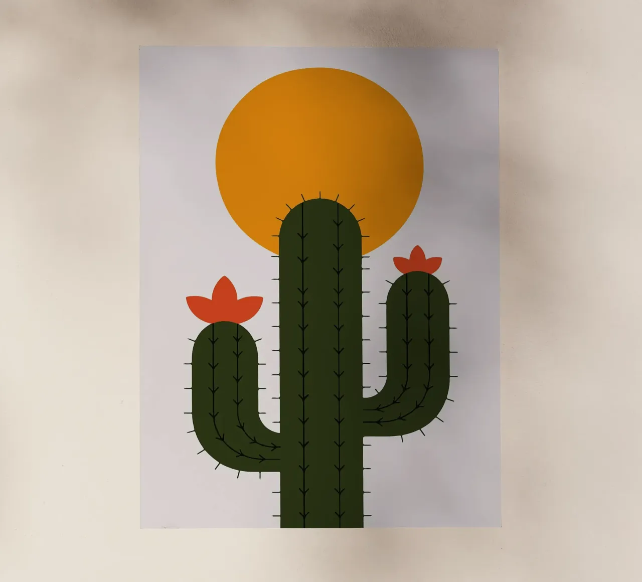Cactus minimalista con sole pellicola backlit da Damion Francis