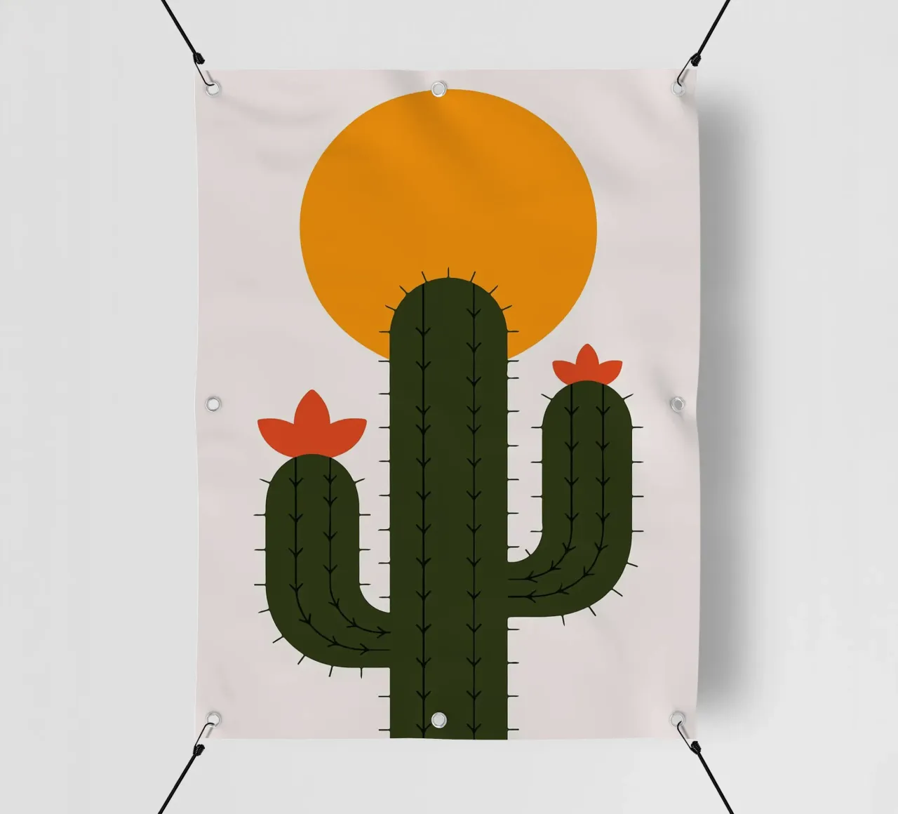 Cactus minimalista con sole telo in pvc da Damion Francis