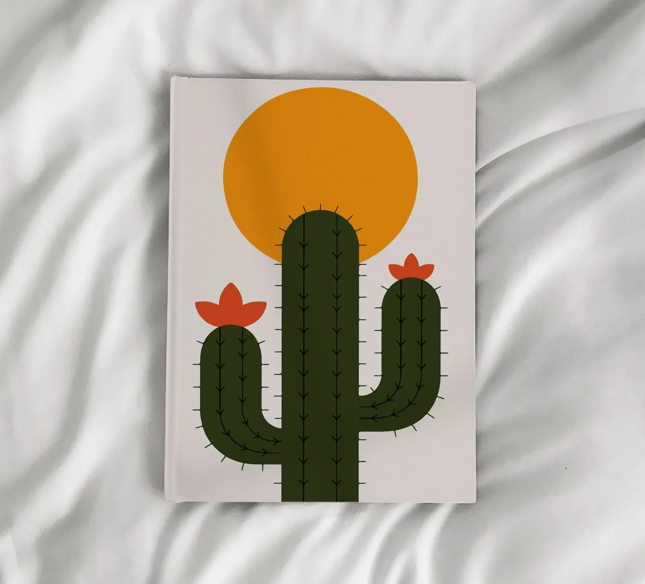 Minimalist Cactus Art with Sun notebook by Damion Francis