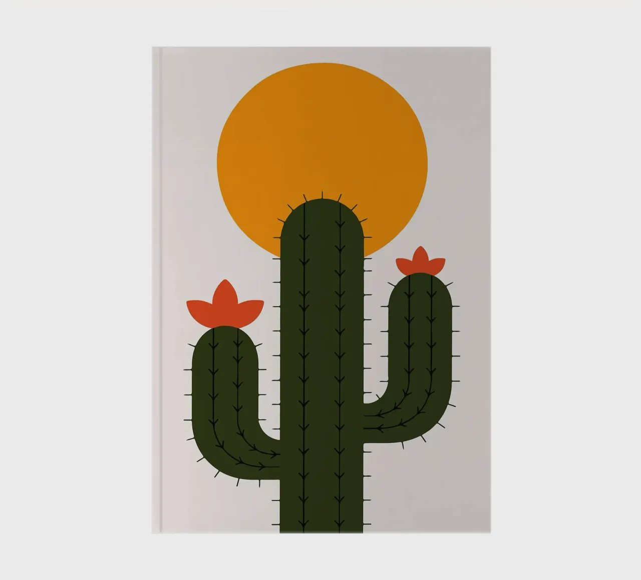 Minimalist Cactus Art with Sun notebook by Damion Francis