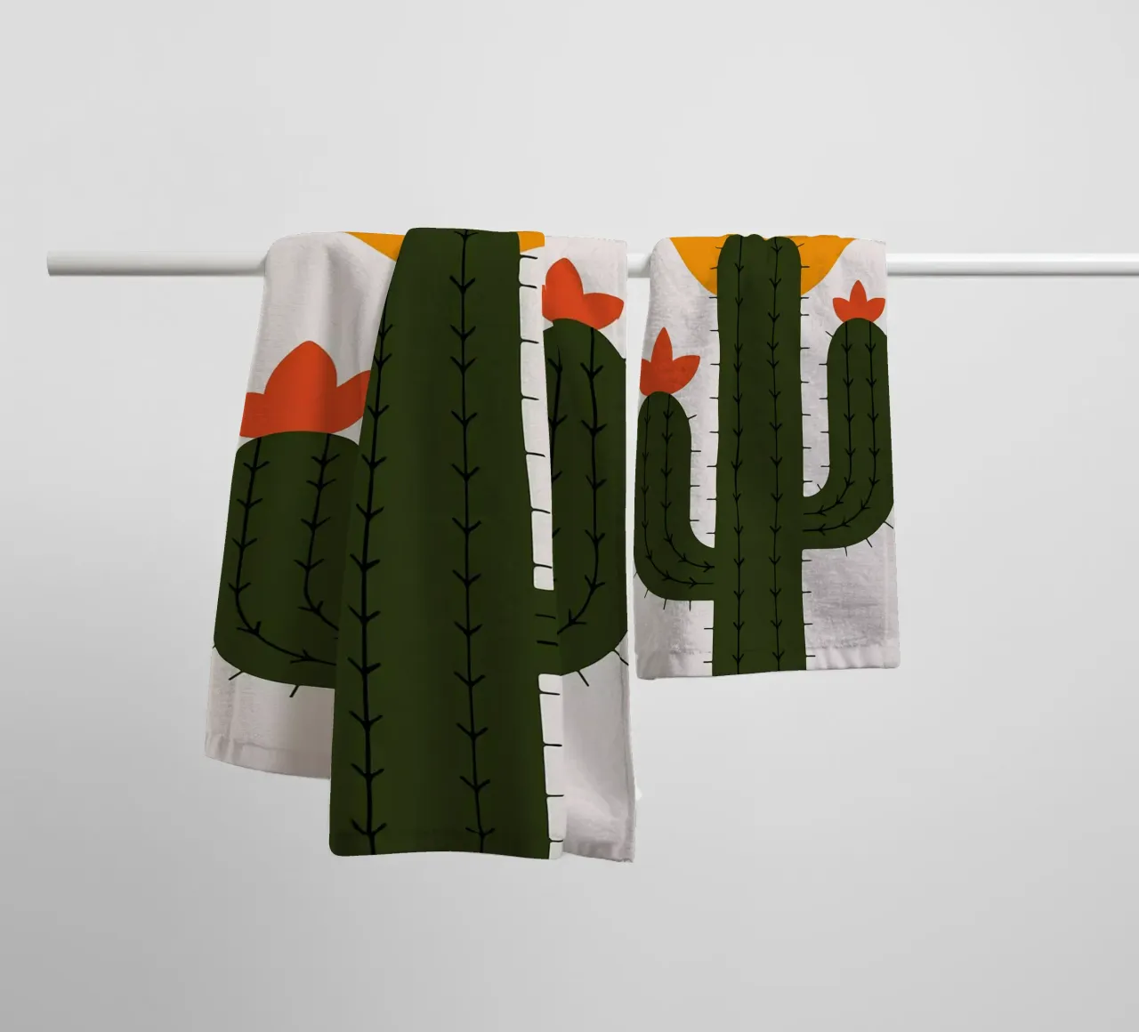 Cactus minimalista con sole asciugamano da bagno da Damion Francis