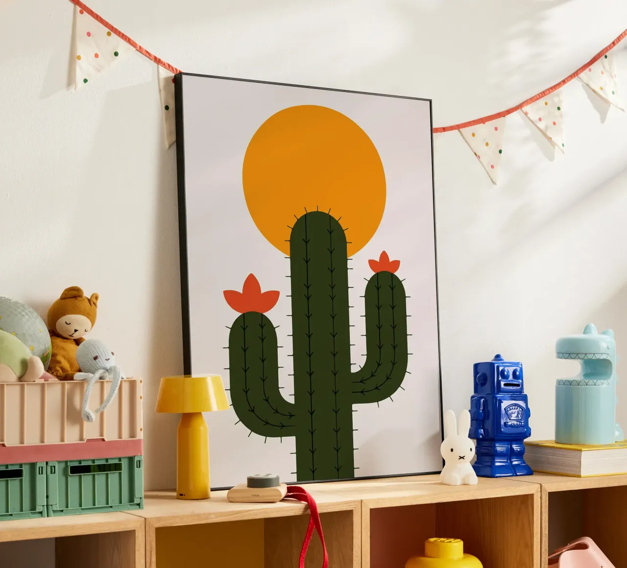 Cactus minimalista con sole alluminio dibond da Damion Francis