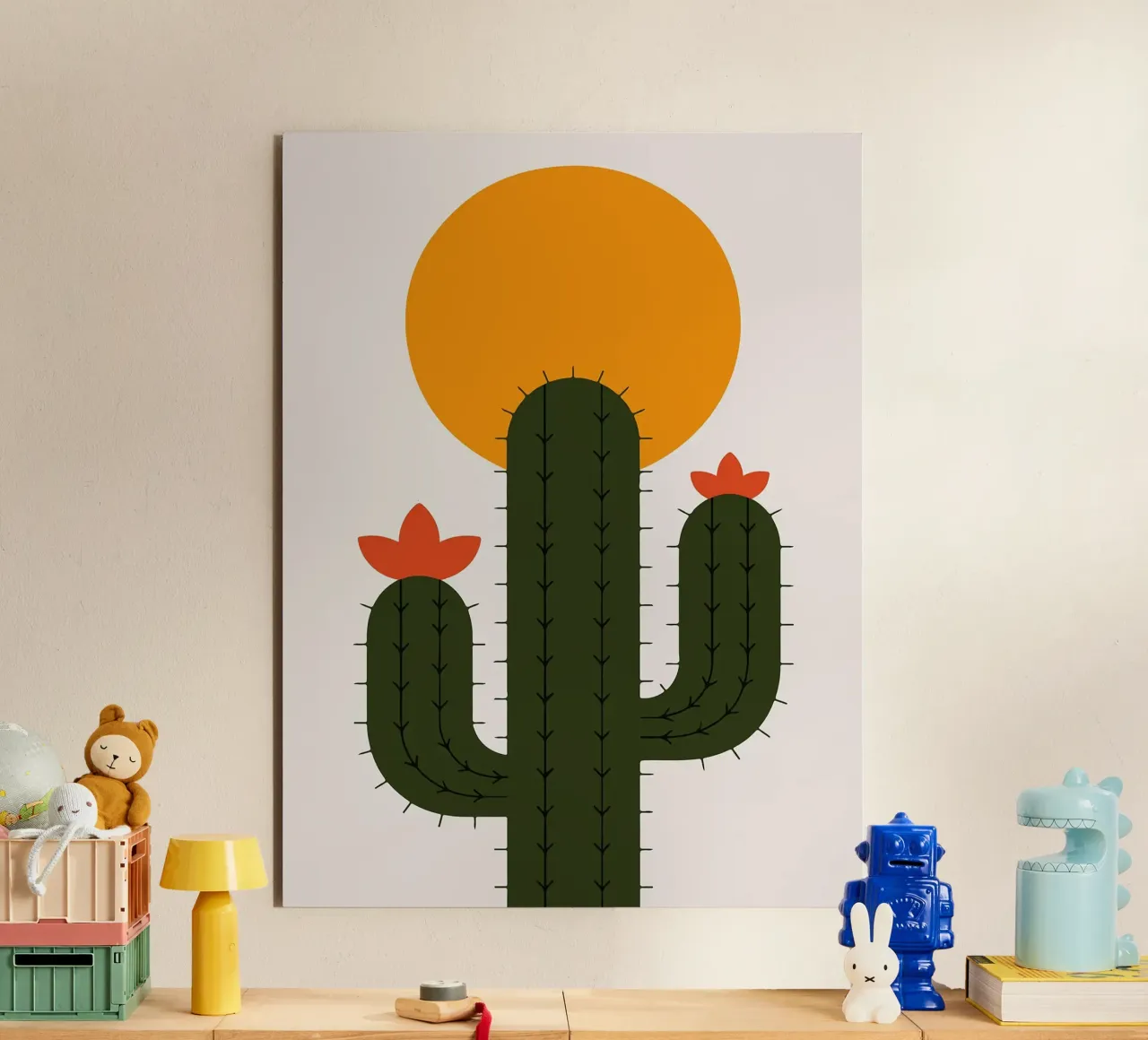 Cactus minimalista con sole alluminio dibond da Damion Francis