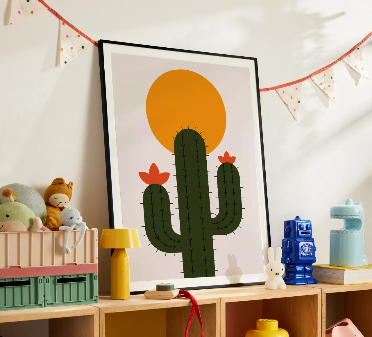 Cactus minimalista con sole carta hahnemühle da Damion Francis