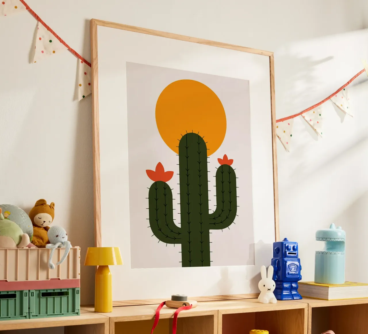 Cactus minimalista con sole carta hahnemühle da Damion Francis