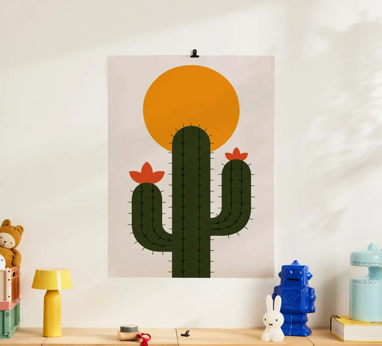 Cactus minimalista con sole carta hahnemühle da Damion Francis