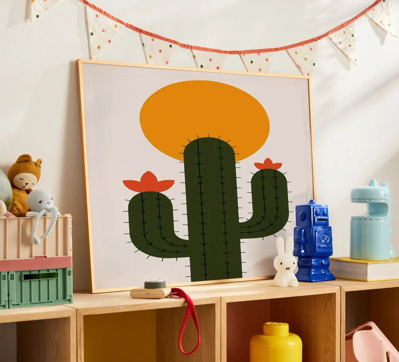 Cactus minimalista con sole carta hahnemühle da Damion Francis
