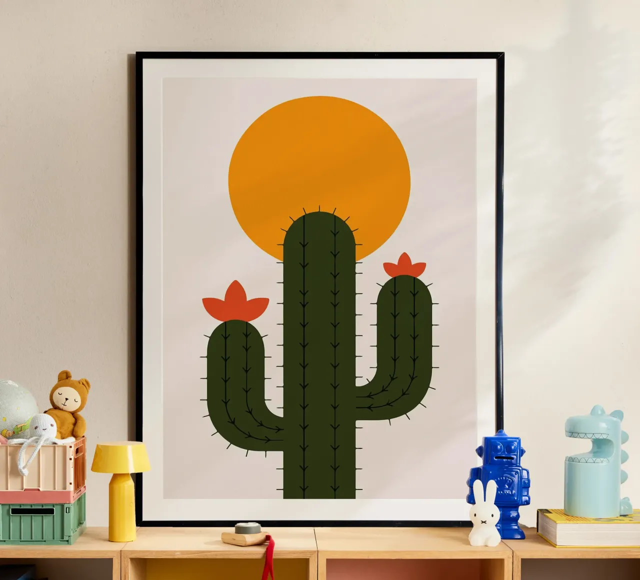 Cactus minimalista con sole carta hahnemühle da Damion Francis