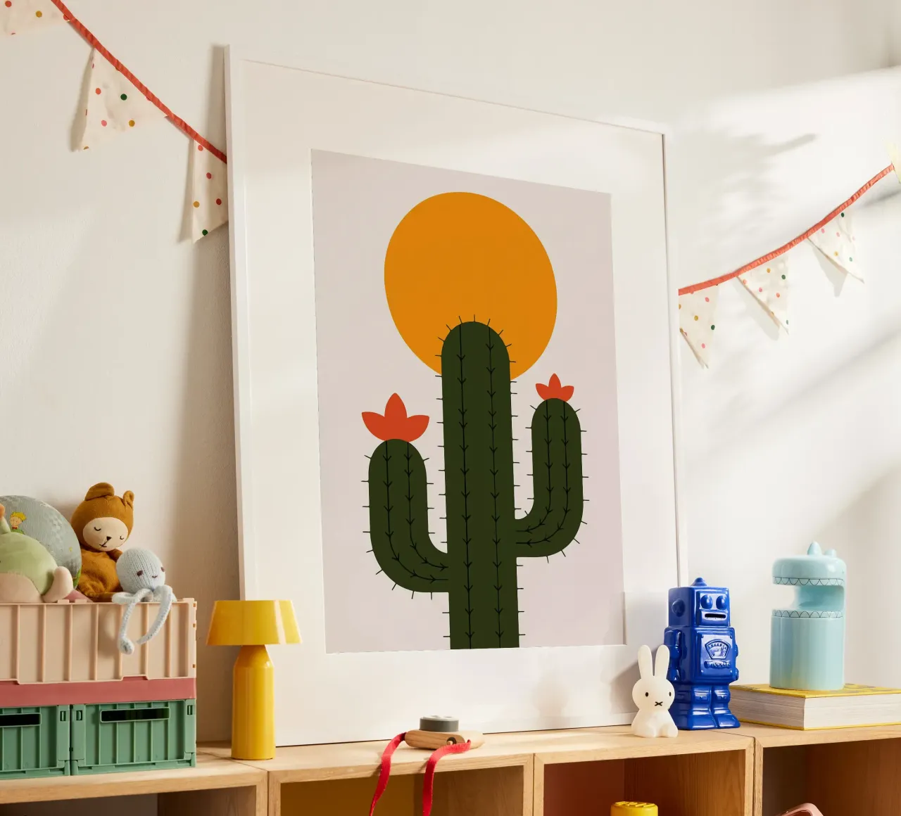 Cactus minimalista con sole carta hahnemühle da Damion Francis