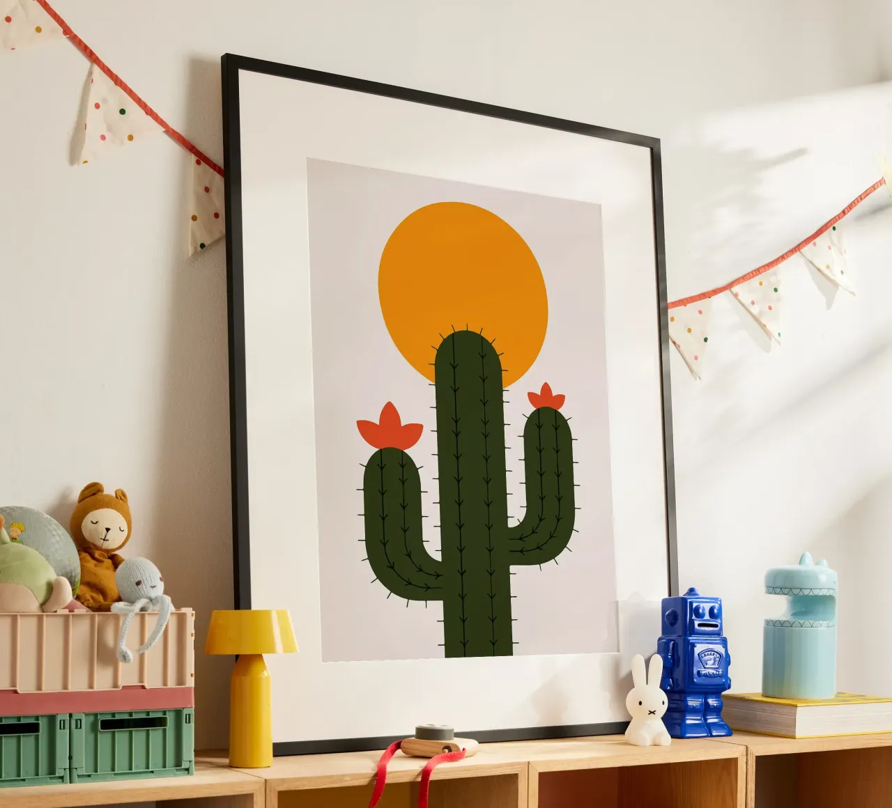 Cactus minimalista con sole carta hahnemühle da Damion Francis