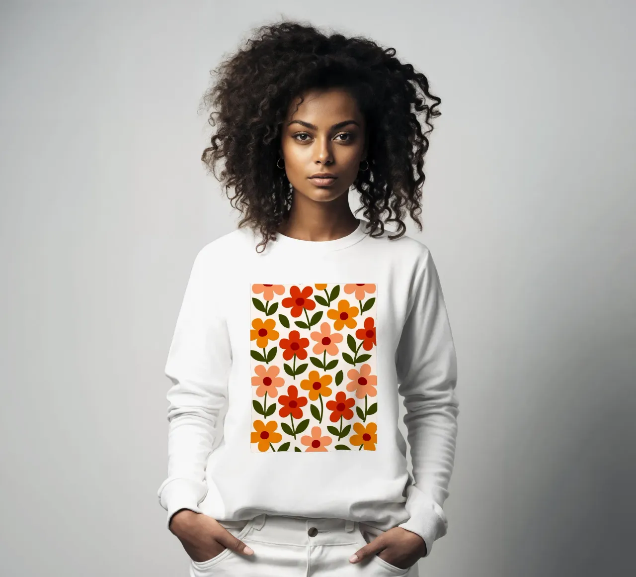 Retro Bloemenpatroon sweatshirt van Damion Francis