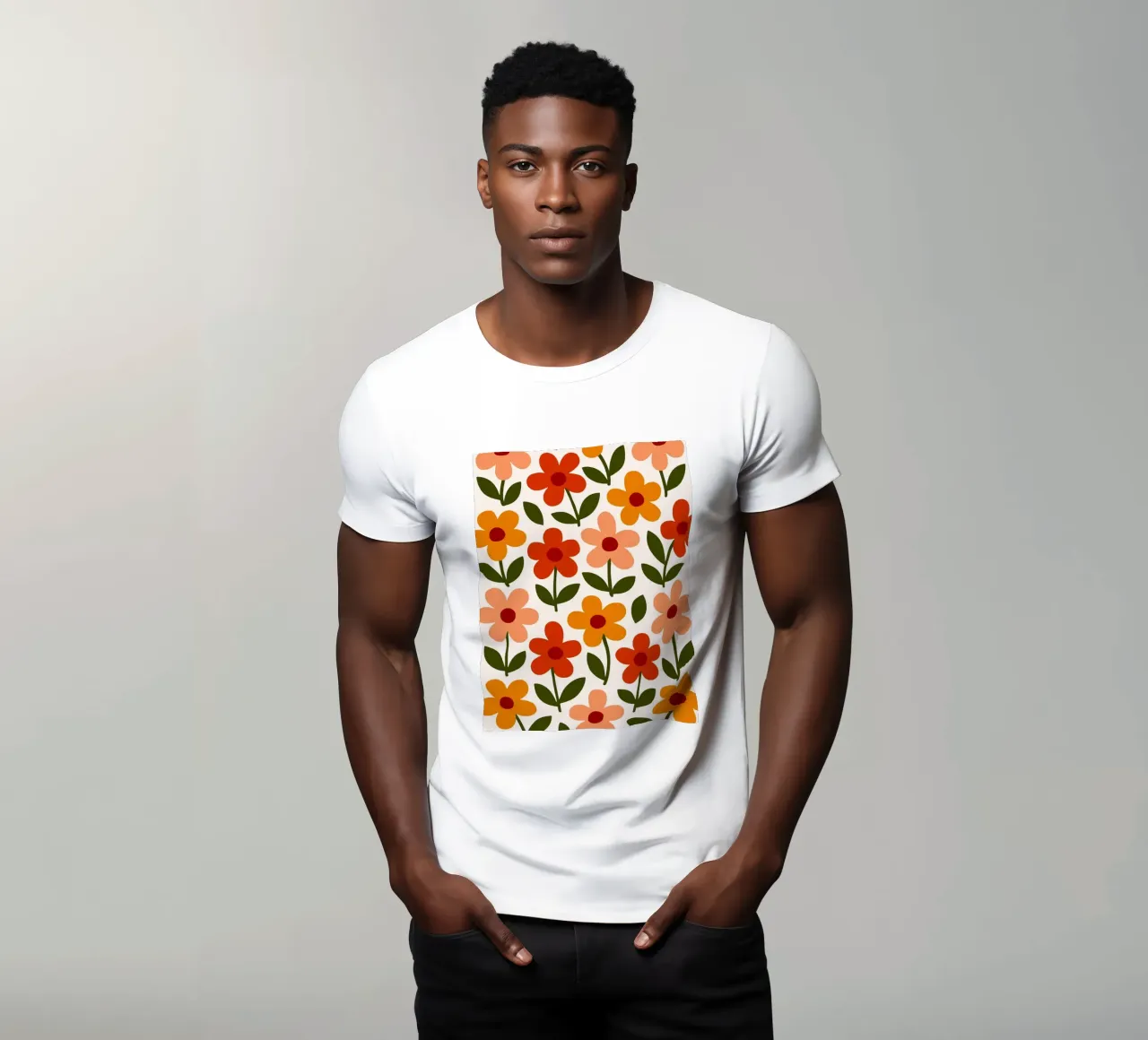 Retro Floral Pattern t-shirt da Damion Francis