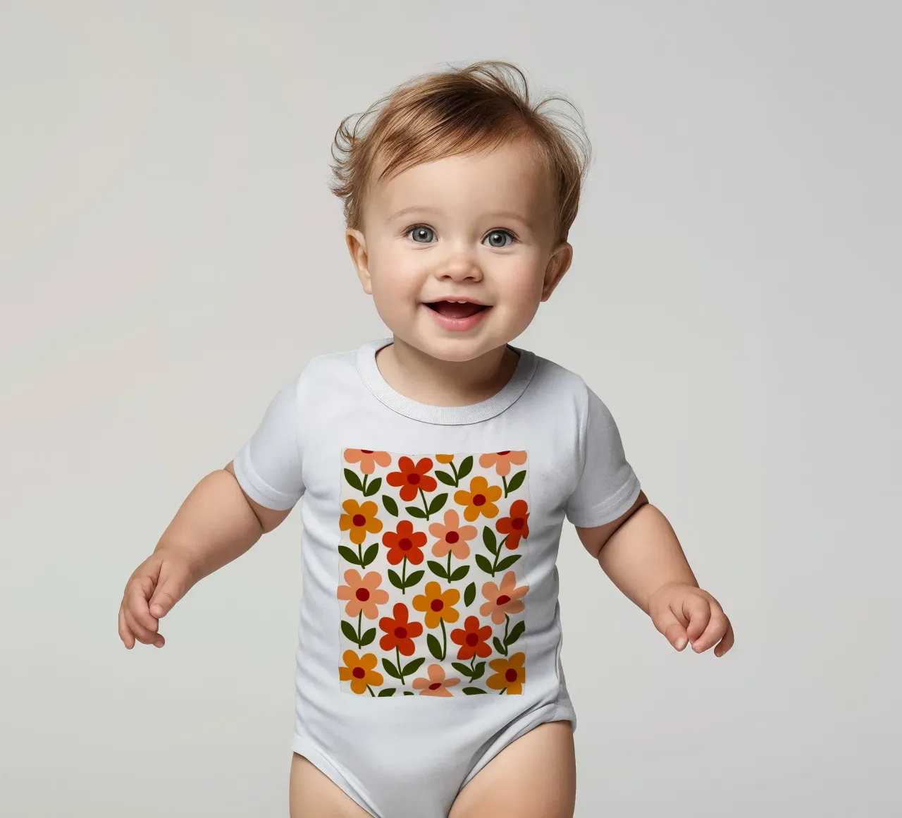 Retro Floral Pattern body neonato maniche corte da Damion Francis