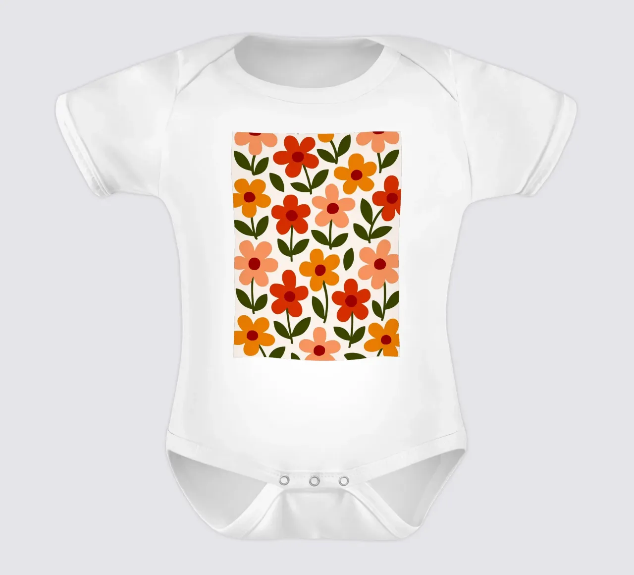 Retro Floral Pattern body neonato maniche corte da Damion Francis