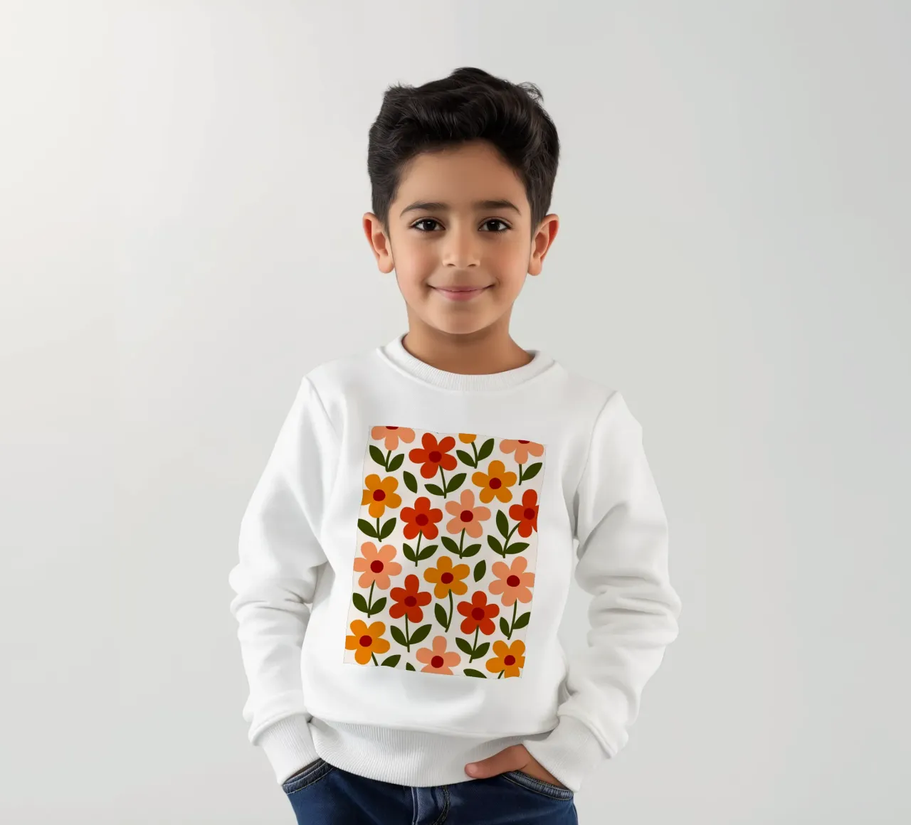 Retro Floral Pattern felpa bambino da Damion Francis