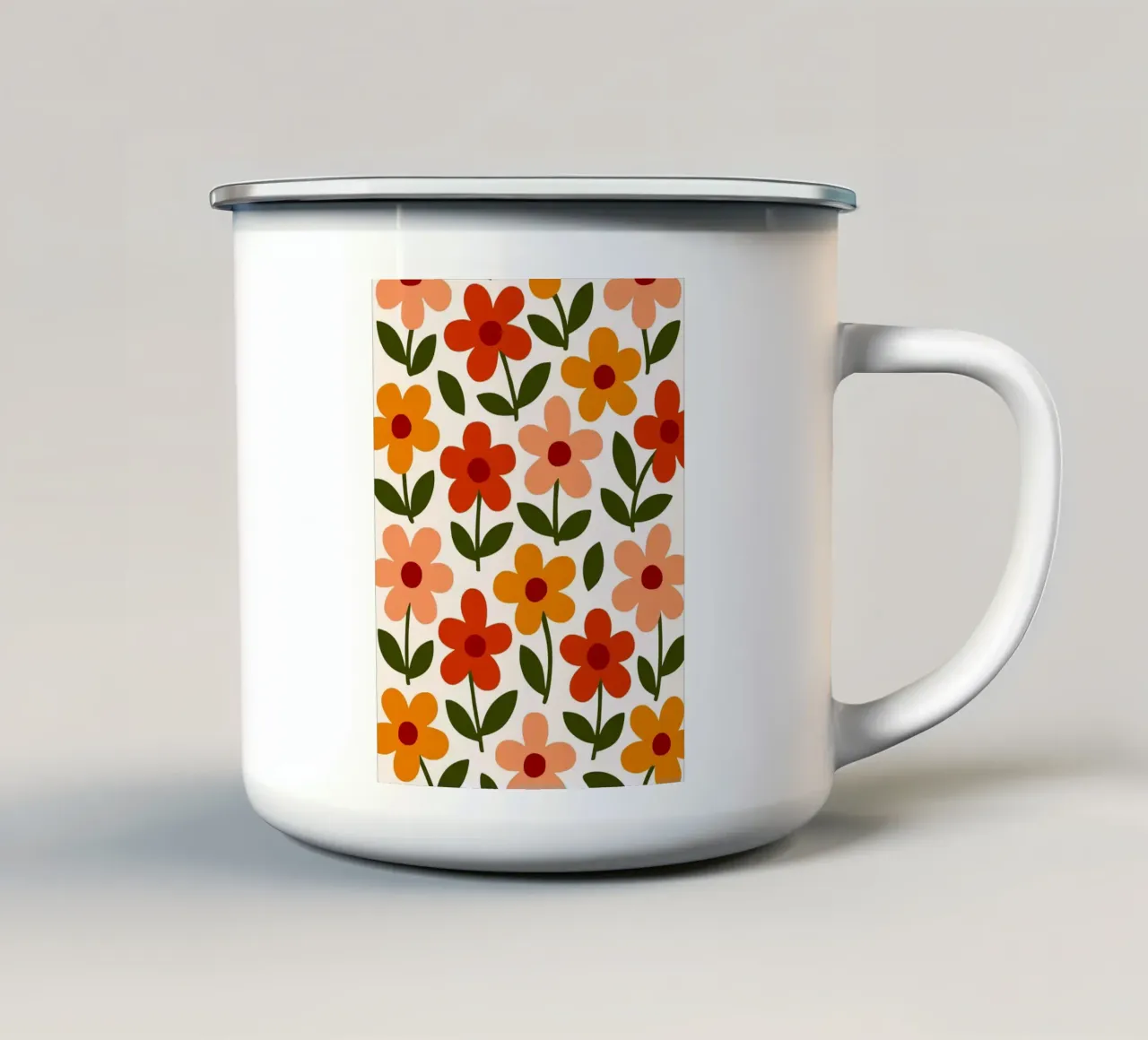 Retro Floral Pattern tazza in smalto da Damion Francis