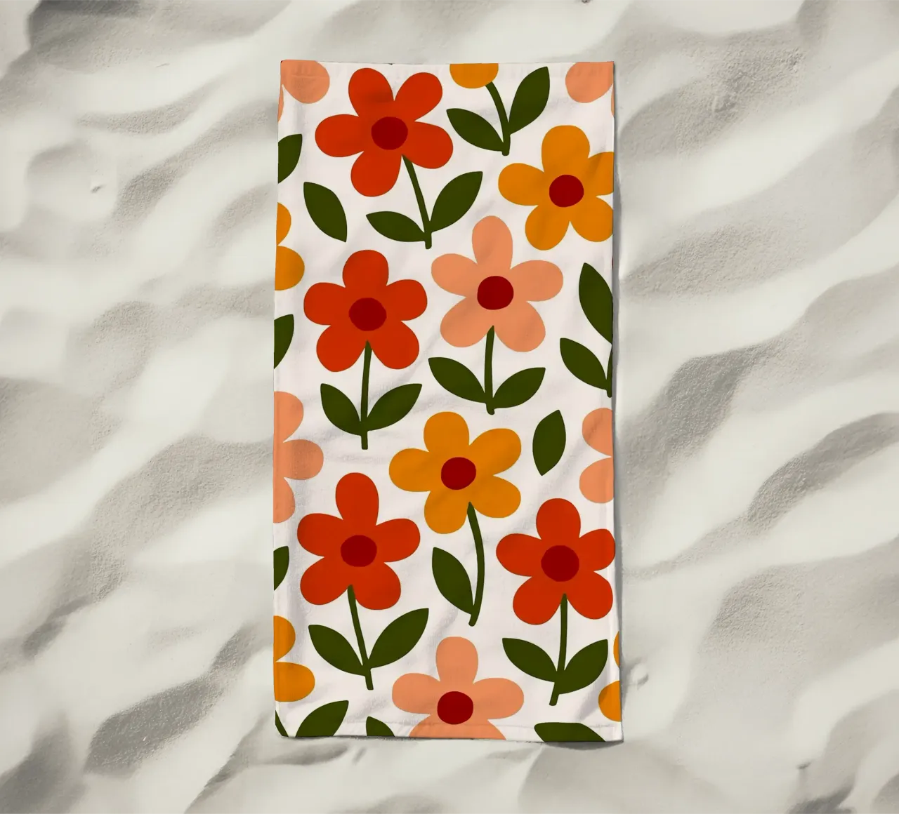 Retro Floral Pattern telo mare da Damion Francis