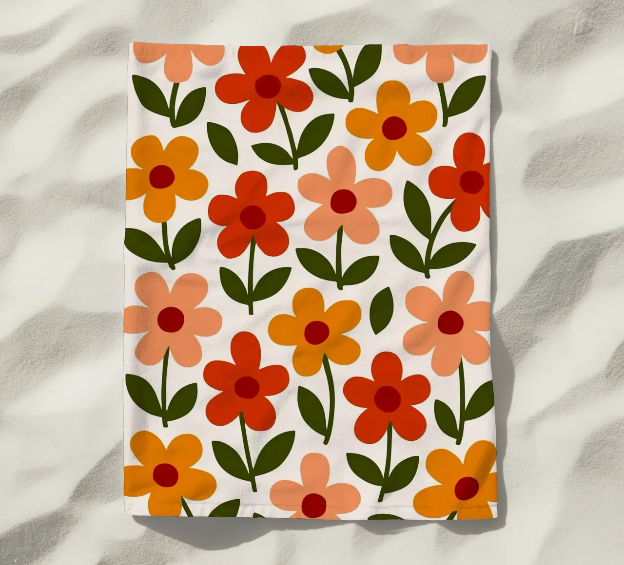 Retro Floral Pattern telo mare da Damion Francis
