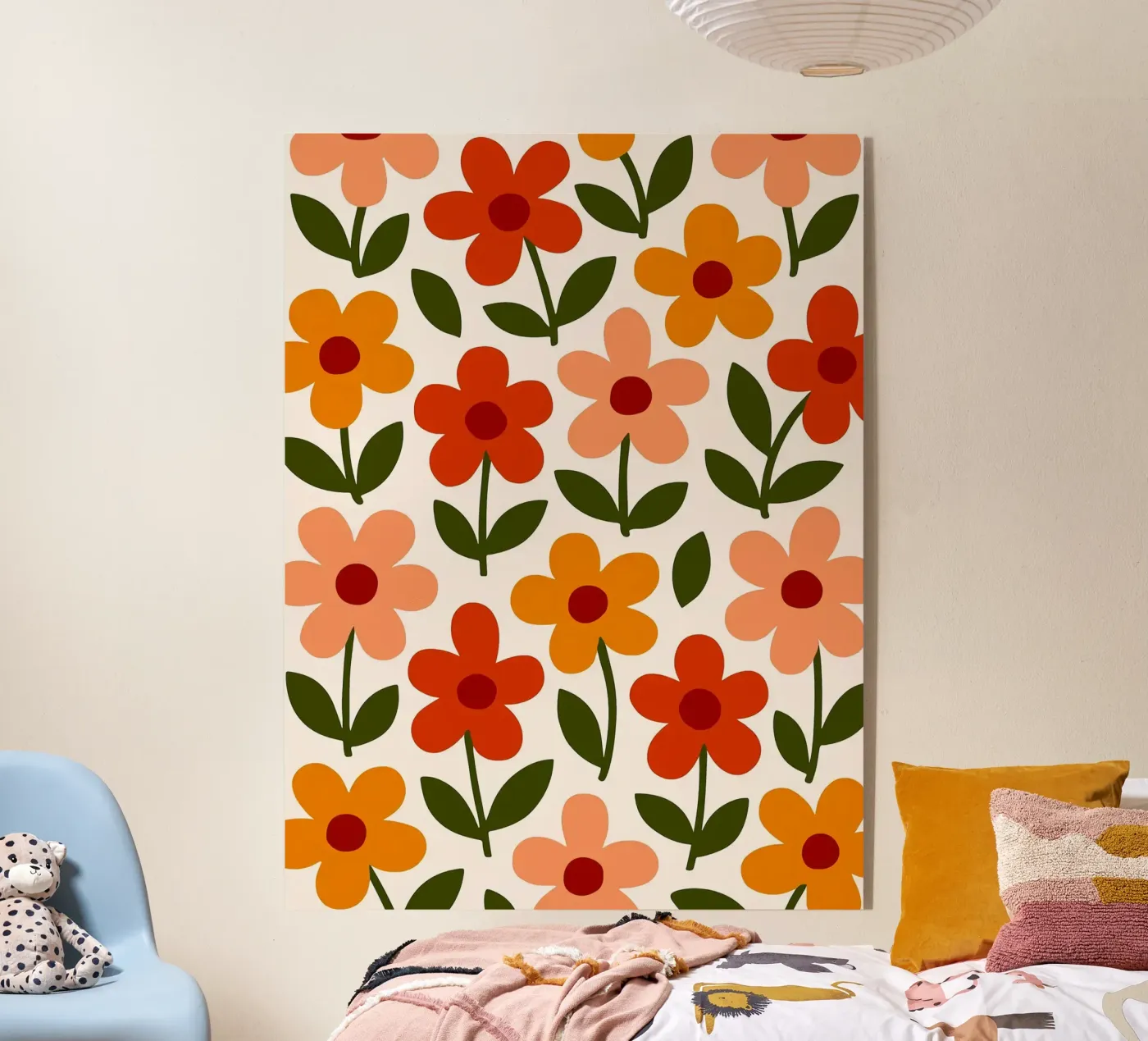 Retro Floral Pattern acryl van Damion Francis