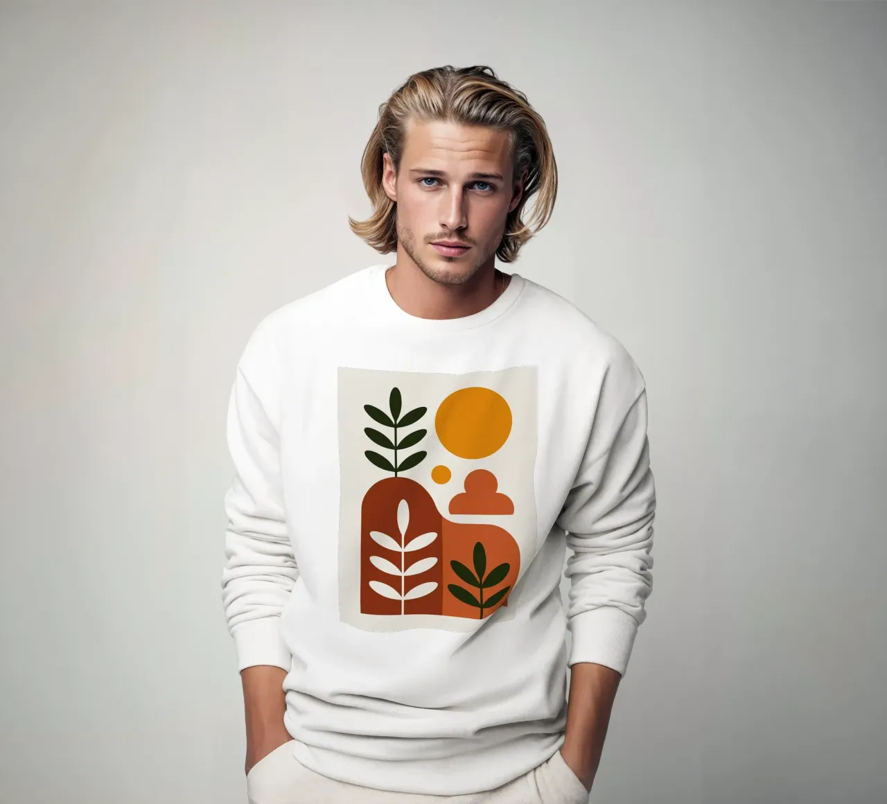 Abstract Botanisch Landschap Kunstdruk sweatshirt van Damion Francis