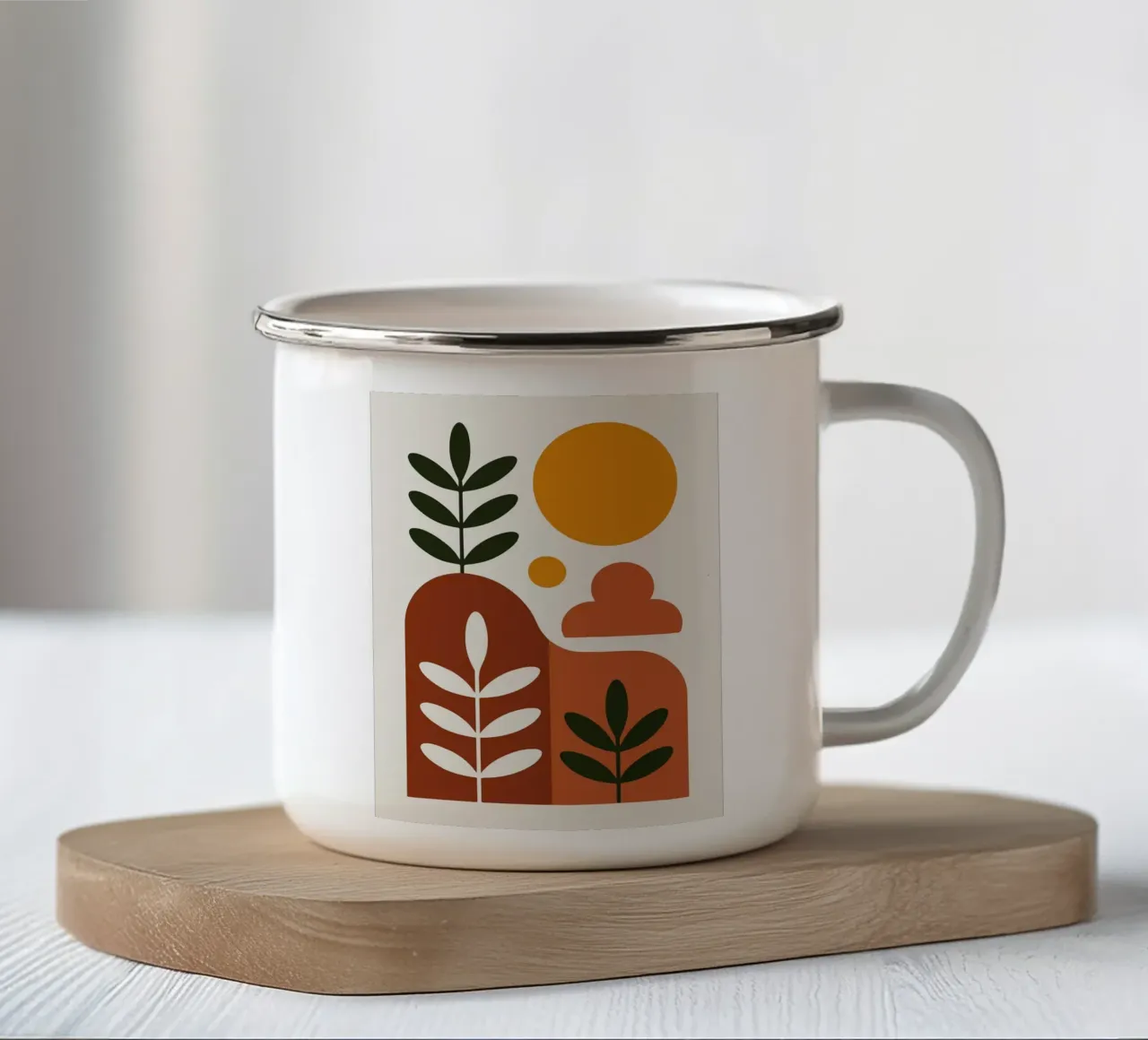 Abstract Botanisch Landschap Kunstdruk emaille mok van Damion Francis