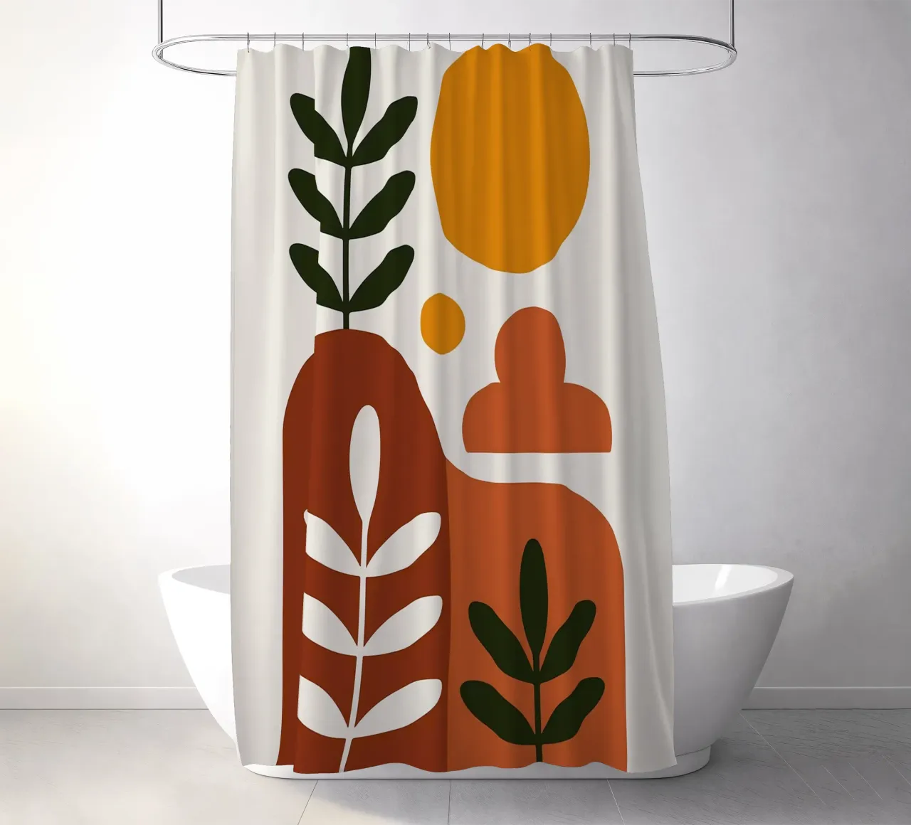 Abstrakte botanische Landschaft Kunstdruck Duschvorhang von Damion Francis